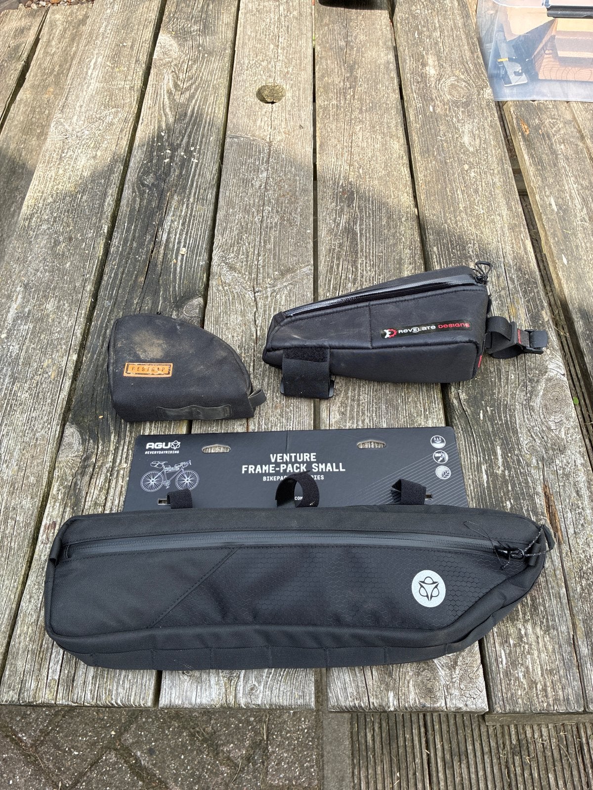 Fietstassen/ bikepacking AGU, Restrap, Revelate Designs, Ophalen of Verzenden, Gebruikt