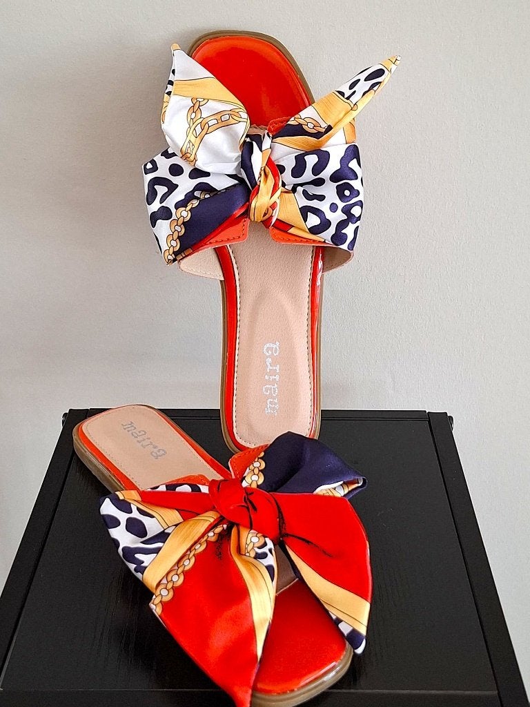 Chique oranje slippers met glamour strikken, Slippers, Verzenden, Nieuw, Oranje