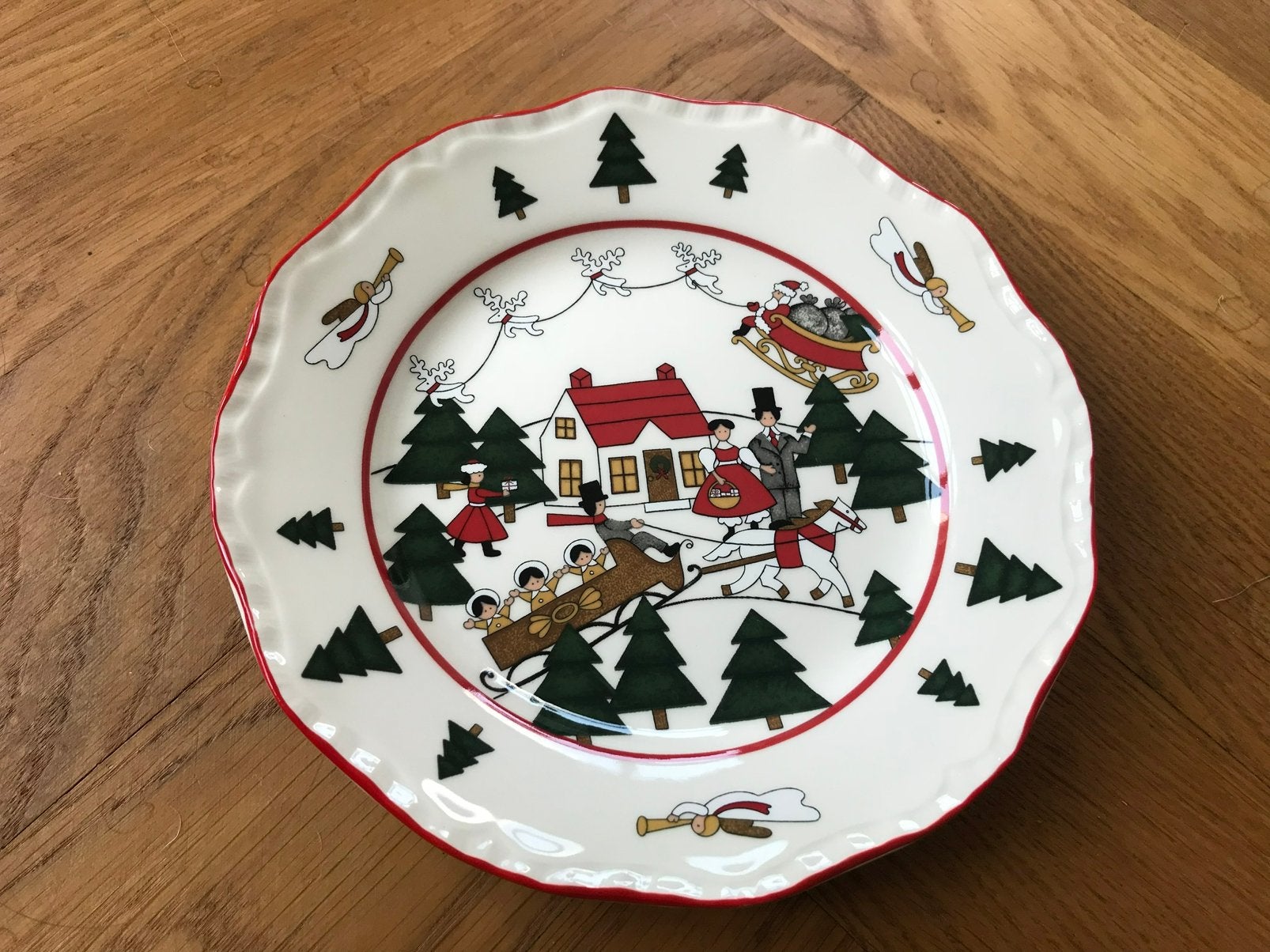 Mason's christmas village 1983 kerst ontbijtbord 20cm 12x, Ophalen of Verzenden