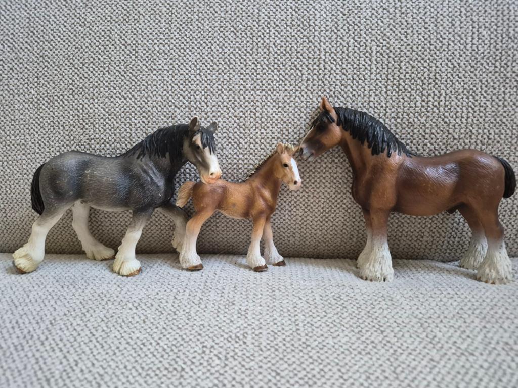 Schleich paardenfamilie: 3 Shire paarden trekpaarden familie, Ophalen of Verzenden, Gebruikt, Jongen of Meisje