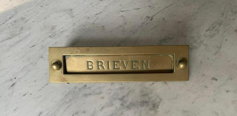 Antieke Koperen Brievenbus- Art Deco, Tuin en Terras, Brievenbussen, Ophalen of Verzenden, Zo goed als nieuw, IJzer