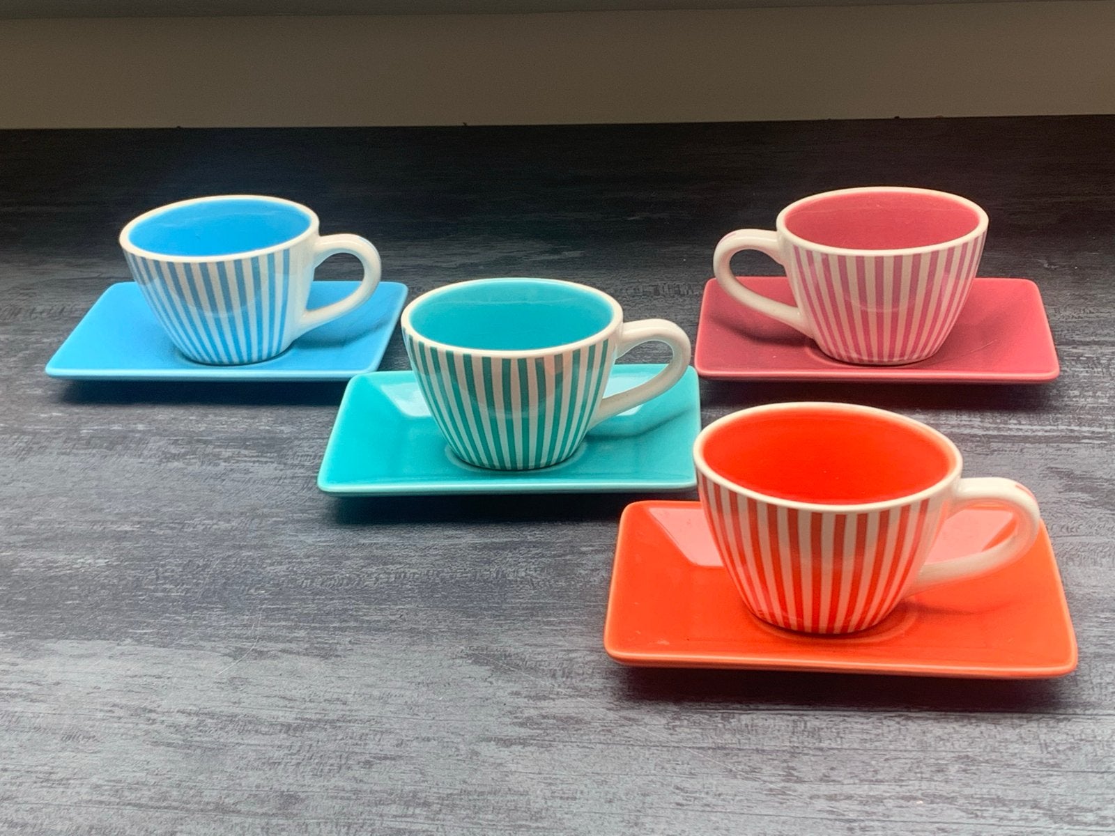 Vintage Yves Rocher kopjes met schotels - set van 4, Ophalen of Verzenden