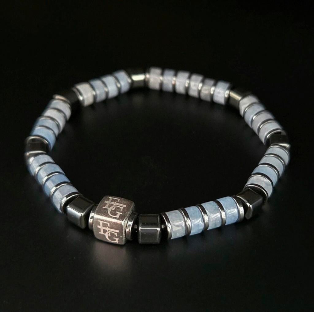 Aquamarijn met Hematiet heren armband, Verzenden, Nieuw