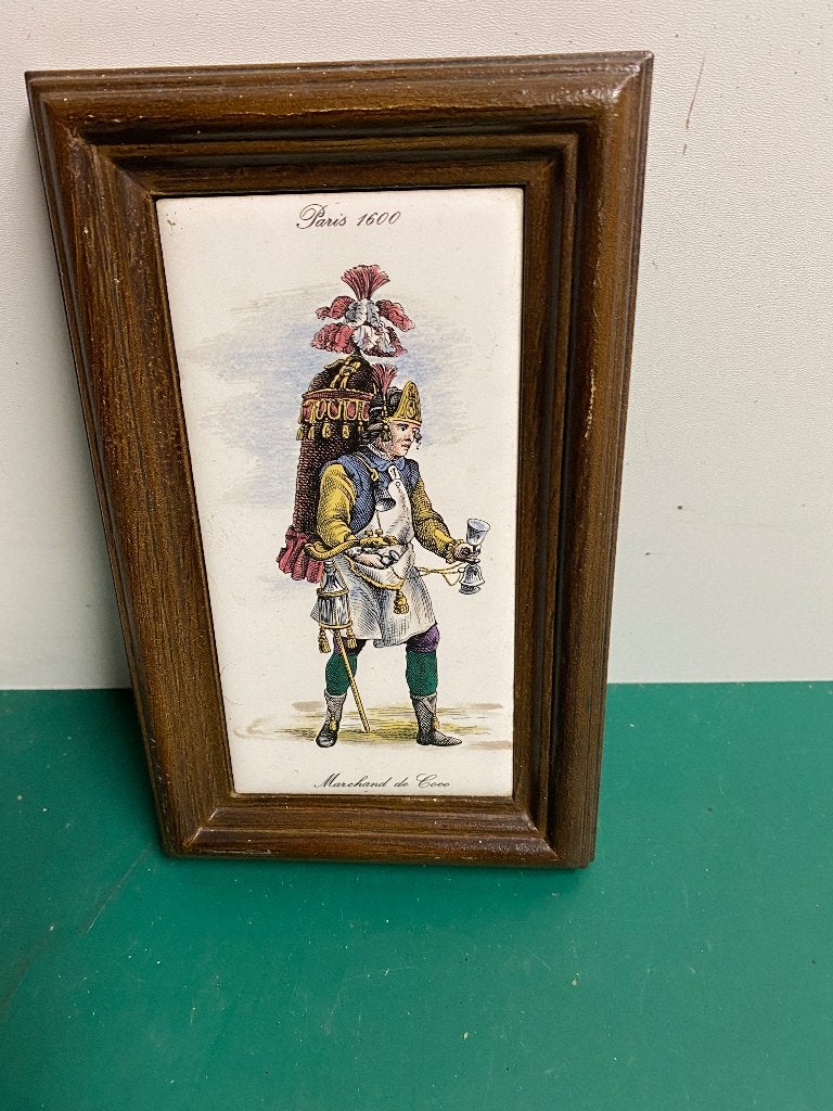 Antieke tegel met afbeelding 'Marchand de Coq' Parijs 1600, Ophalen of Verzenden