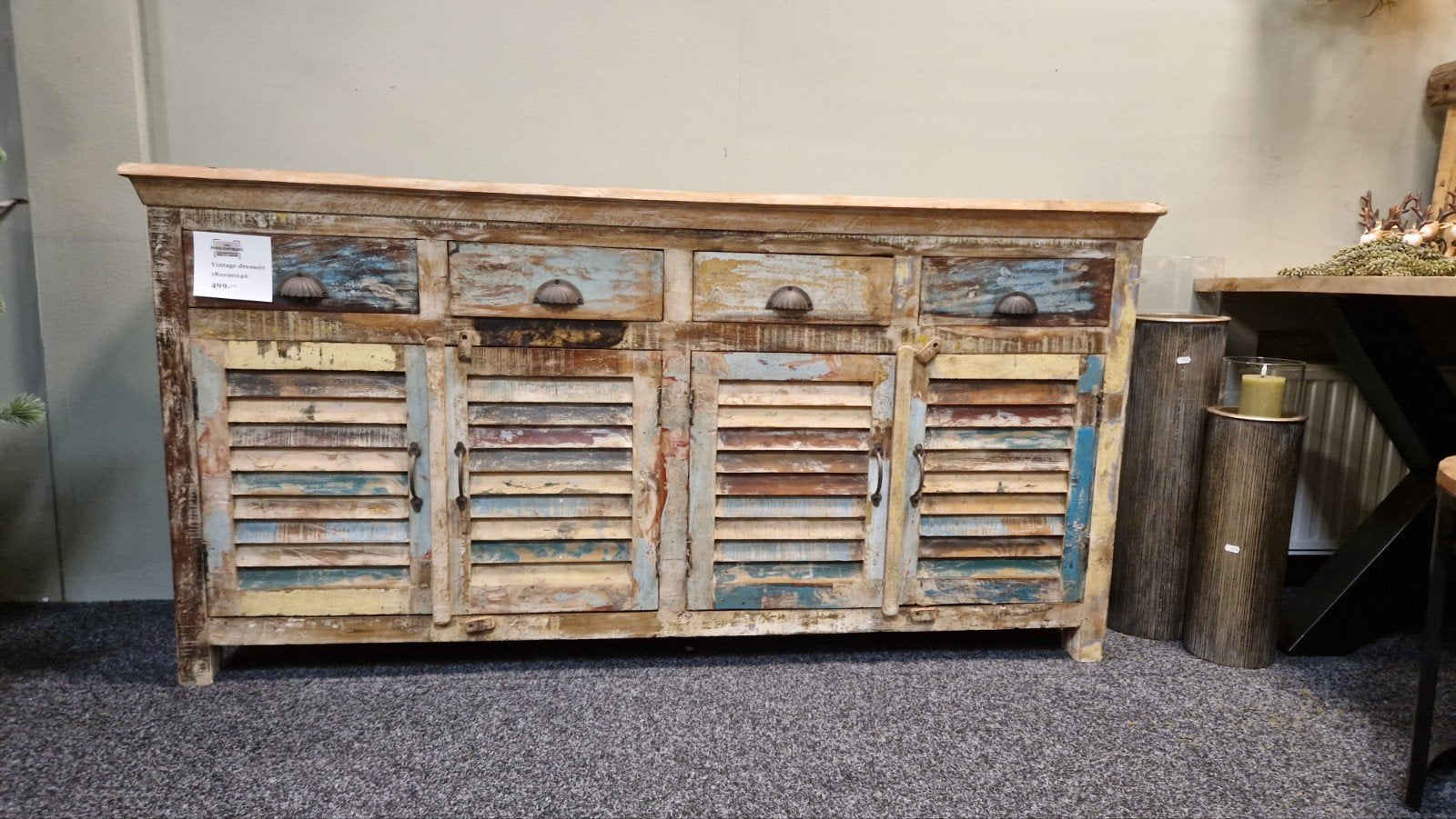 Ibiza style dressoir oud hout, Ophalen of Verzenden, 25 tot 50 cm