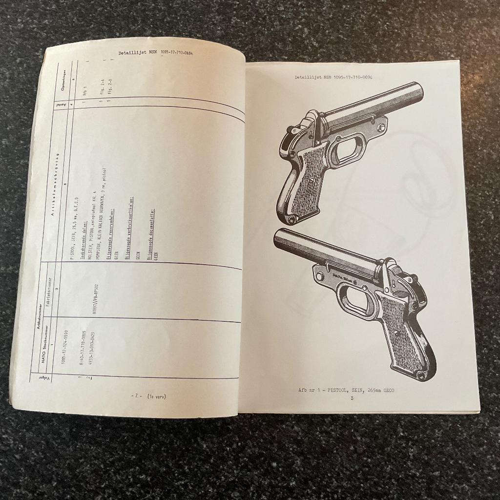 Detaillijst seinpistool GECO, Verzamelen, Verzenden, Landmacht, Nederland, Boek of Tijdschrift
