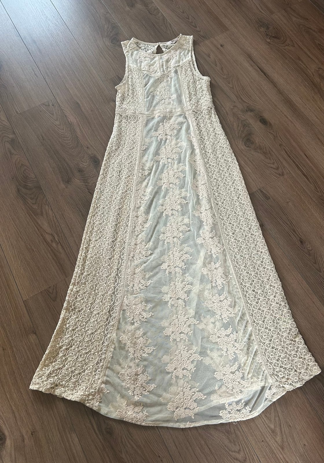 Forever 21 lange kanten strandjurk maat S, Beige, Ophalen of Verzenden, Zo goed als nieuw, Maat 36 (S)