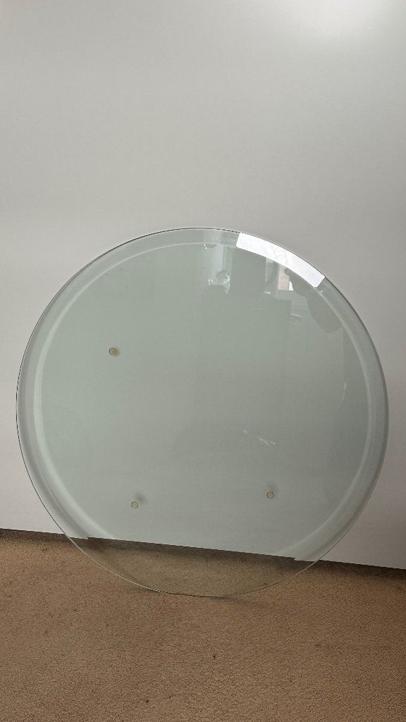 Rond glazen tafelblad, facet geslepen, 65cm, Huis en Inrichting, Tafelonderdelen, Ophalen, Gebruikt, 50 tot 100 cm, Facet geslepen