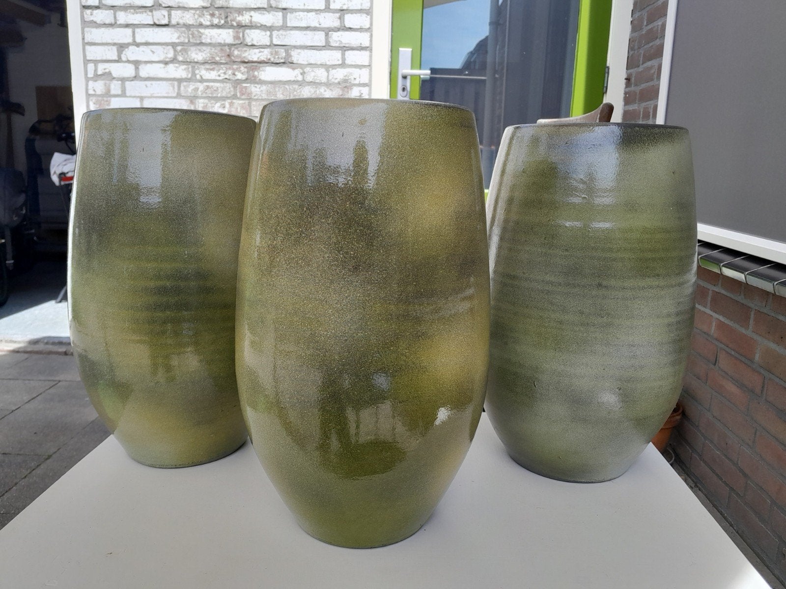 3  mooie zga sierpotten, voor planten of bloemen, Ophalen, Zo goed als nieuw, Groen, Minder dan 50 cm