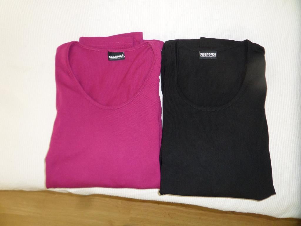 SKANDIKA 2 shirts, lange mouwen. ZGAN maat L katoen, SKANDIKA, Zwart, Maat 42/44 (L), Ophalen of Verzenden