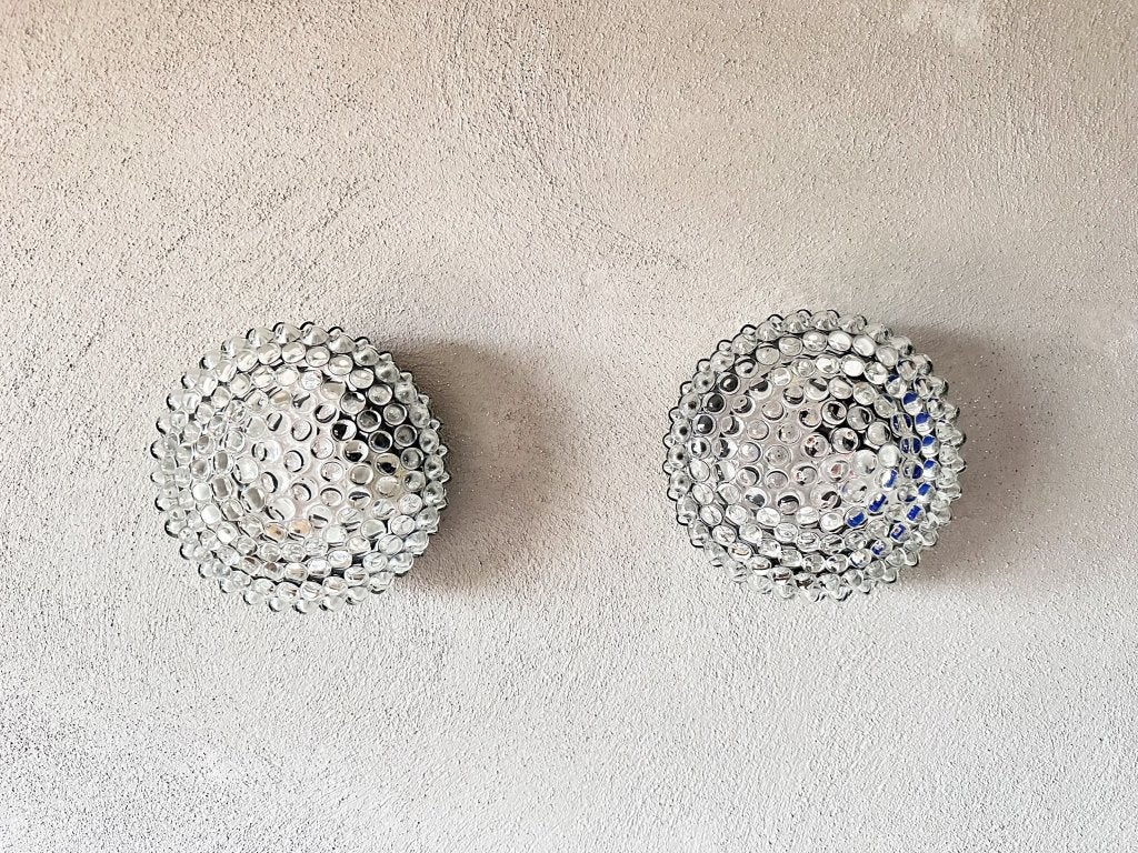 Vintage paar bubbelglas muurlampen, Niet ingevuld, Niet ingevuld, Zo goed als nieuw, Glas