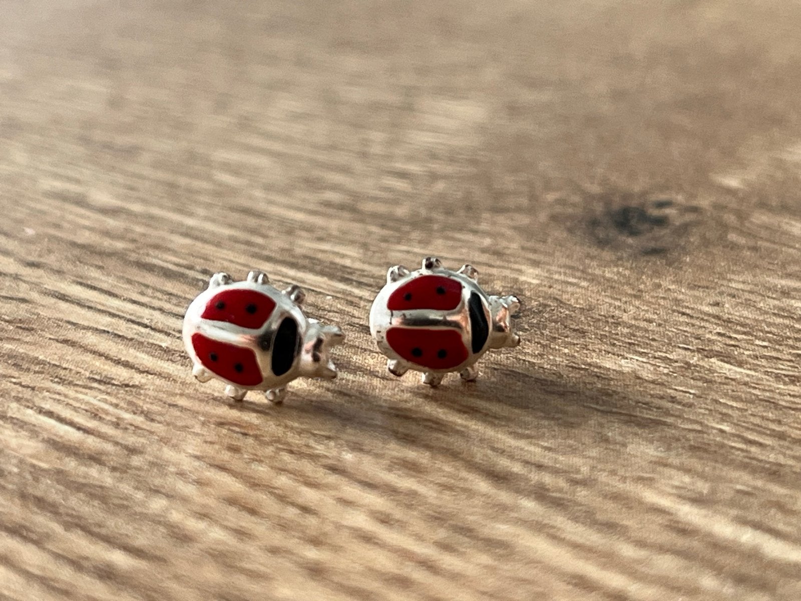Leuke Lieveheersbeestje Oorbellen - Zilverkleurig met Rood, Overige materialen, Nieuw, Ophalen of Verzenden, Knopjes of Stekers