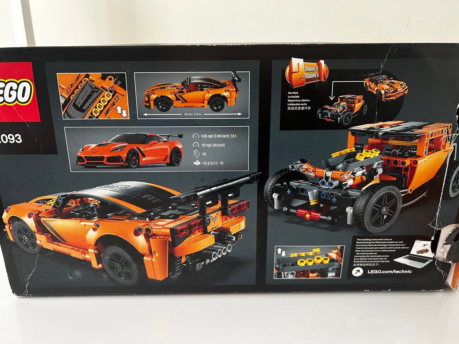 LEGO Technic Corvette ZR1 met bewegende V8 motor, Ophalen of Verzenden, Zo goed als nieuw, Overige merken