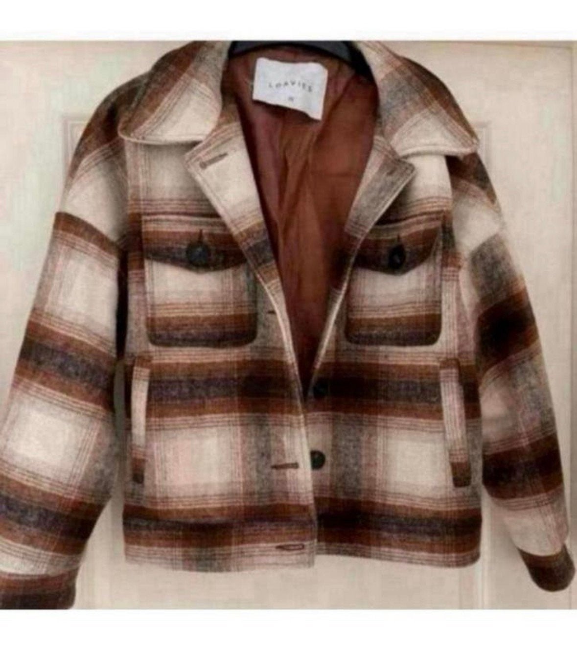 Loavies geruite shacket bruin/beige - Maat XS, Ophalen of Verzenden, Zo goed als nieuw, Maat 34 (XS) of kleiner, Bruin