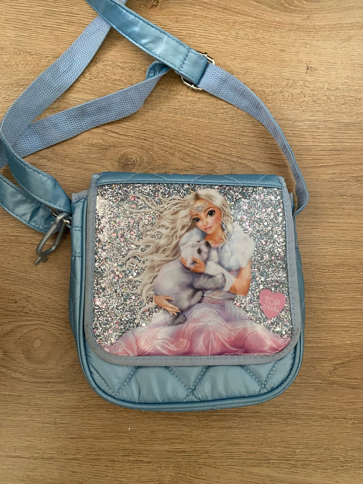 TopModel schoudertasje blauw met prinses en ijsbeer, Sieraden, Tassen en Uiterlijk, Ophalen, Gebruikt, Blauw, Schoudertasje