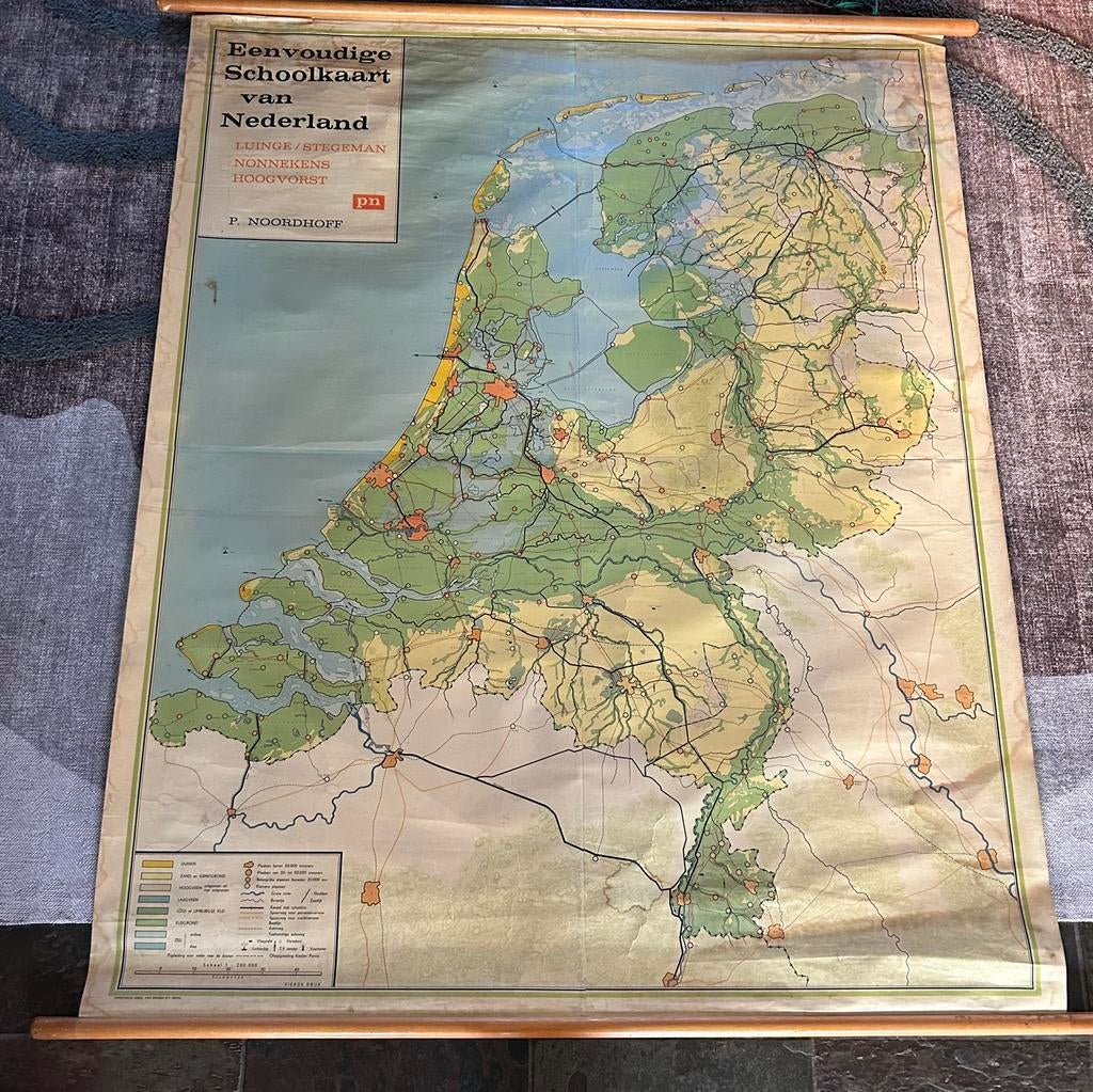 Eenvoudige Schoolkaart van Nederland vierde druk, Antiek en Kunst, Ophalen, Aardrijkskunde