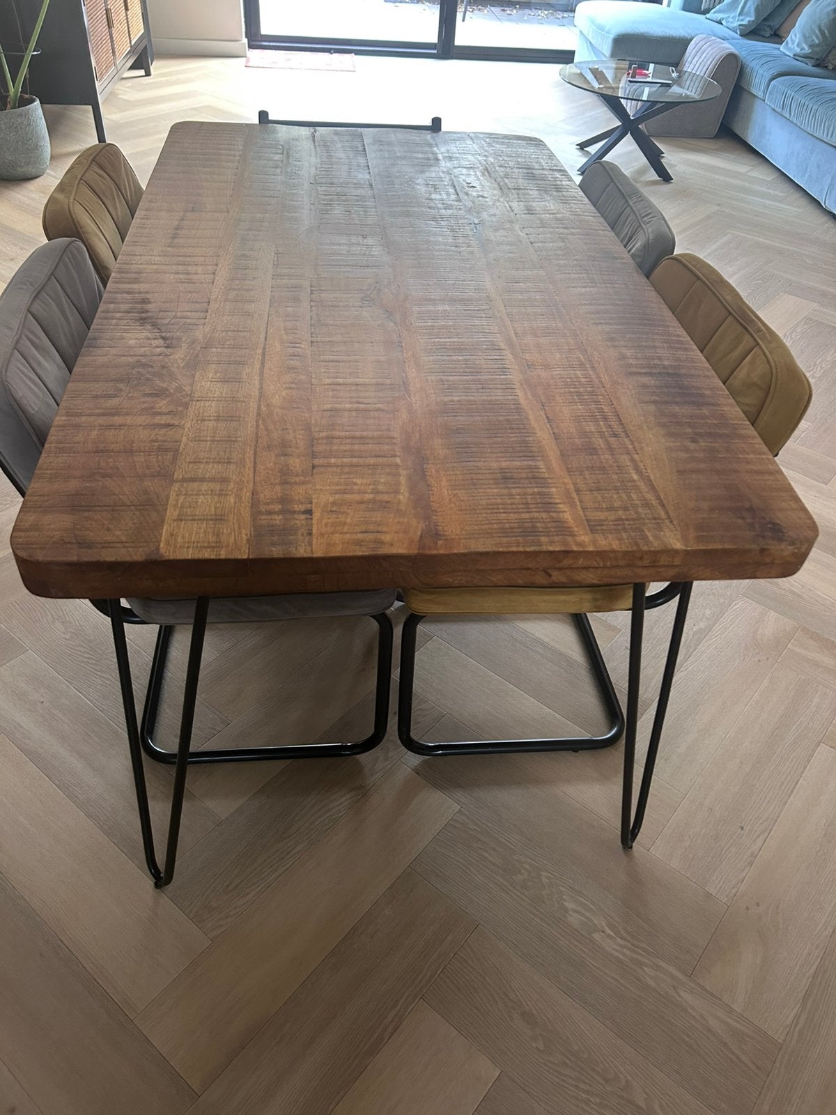 Houten eettafel Kick Collection 160 x 90 cm, Zo goed als nieuw, 150 tot 200 cm, Rechthoekig, 50 tot 100 cm
