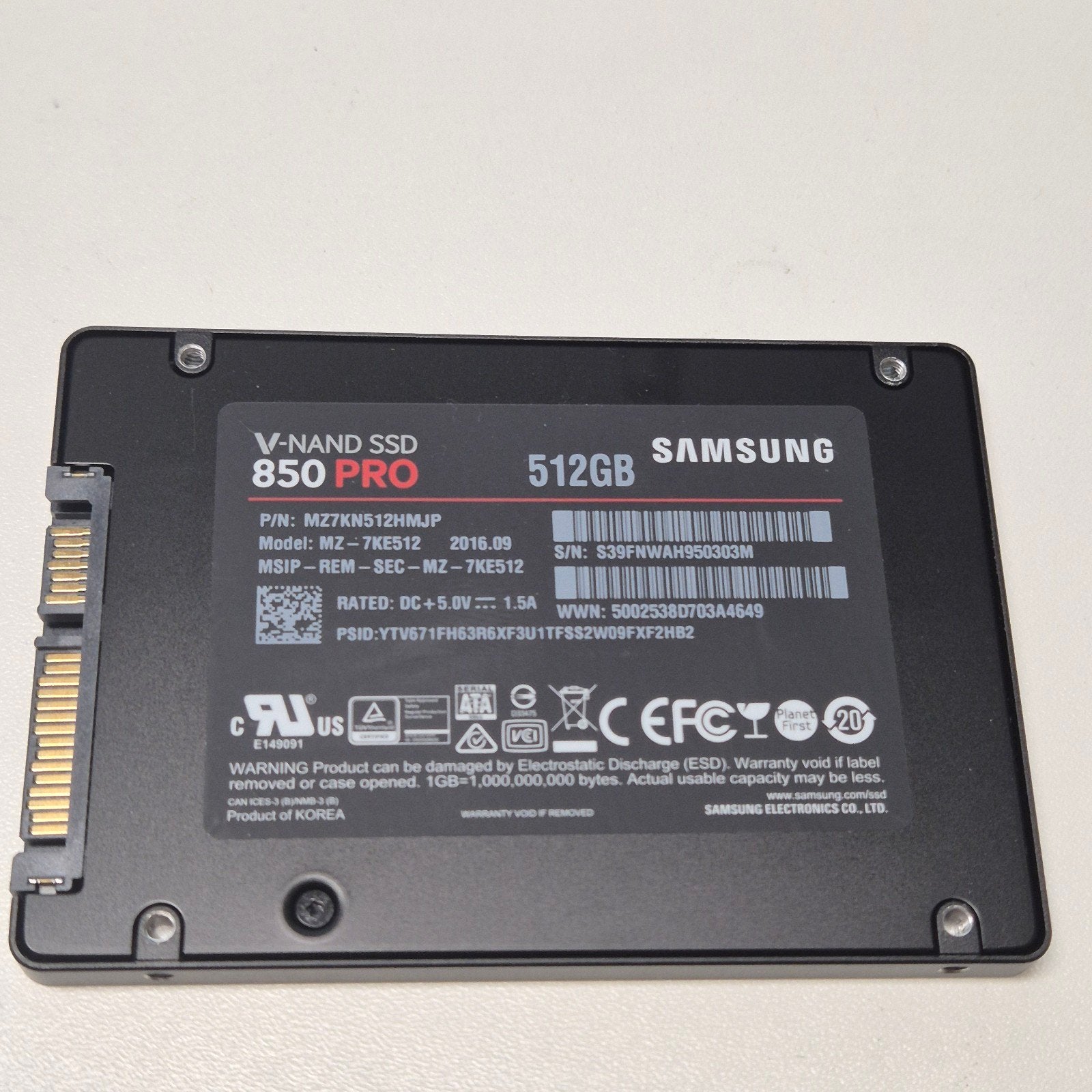 Samsung 850 Pro 500GB SSD 2,5" Sata, Intern, Gebruikt, Verzenden, 512GB
