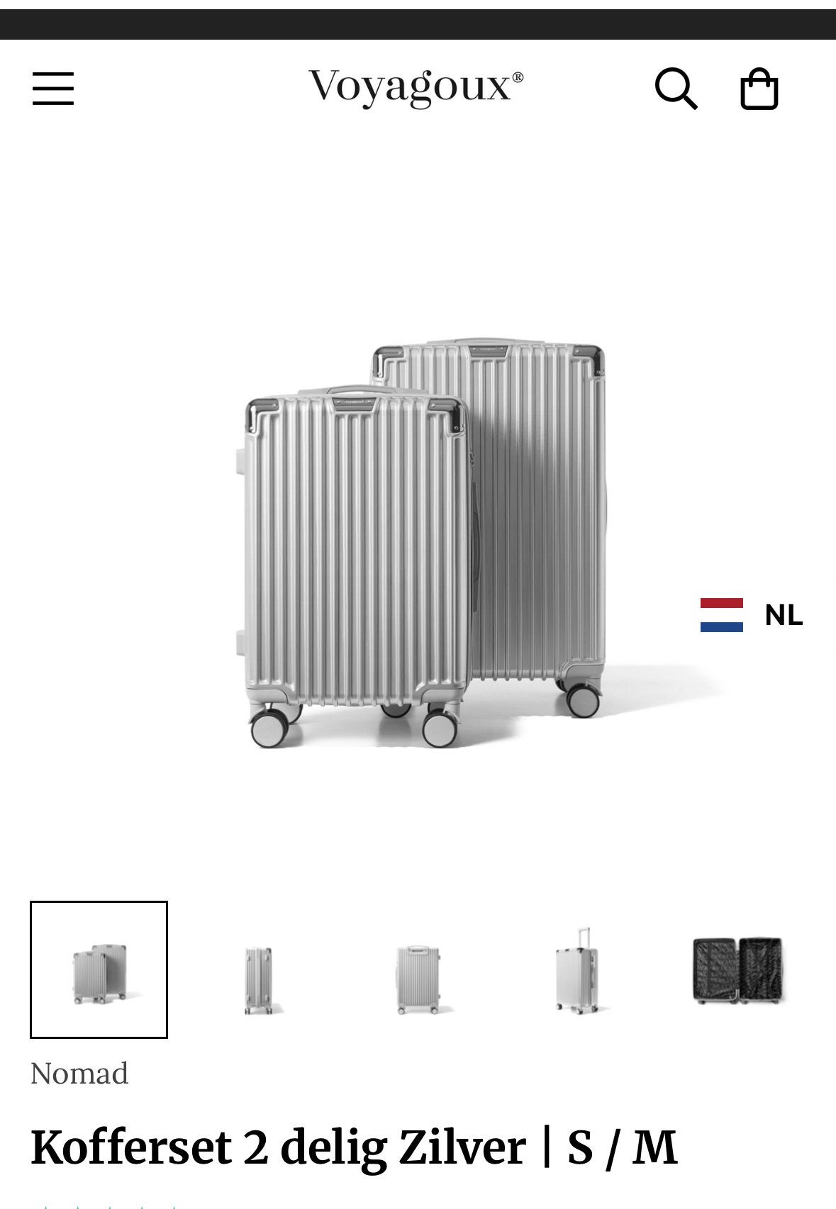 Voyagoux Kofferset 2-delig Zilver | S/L, 50 tot 60 cm, Hard kunststof, Nieuw, Ophalen of Verzenden