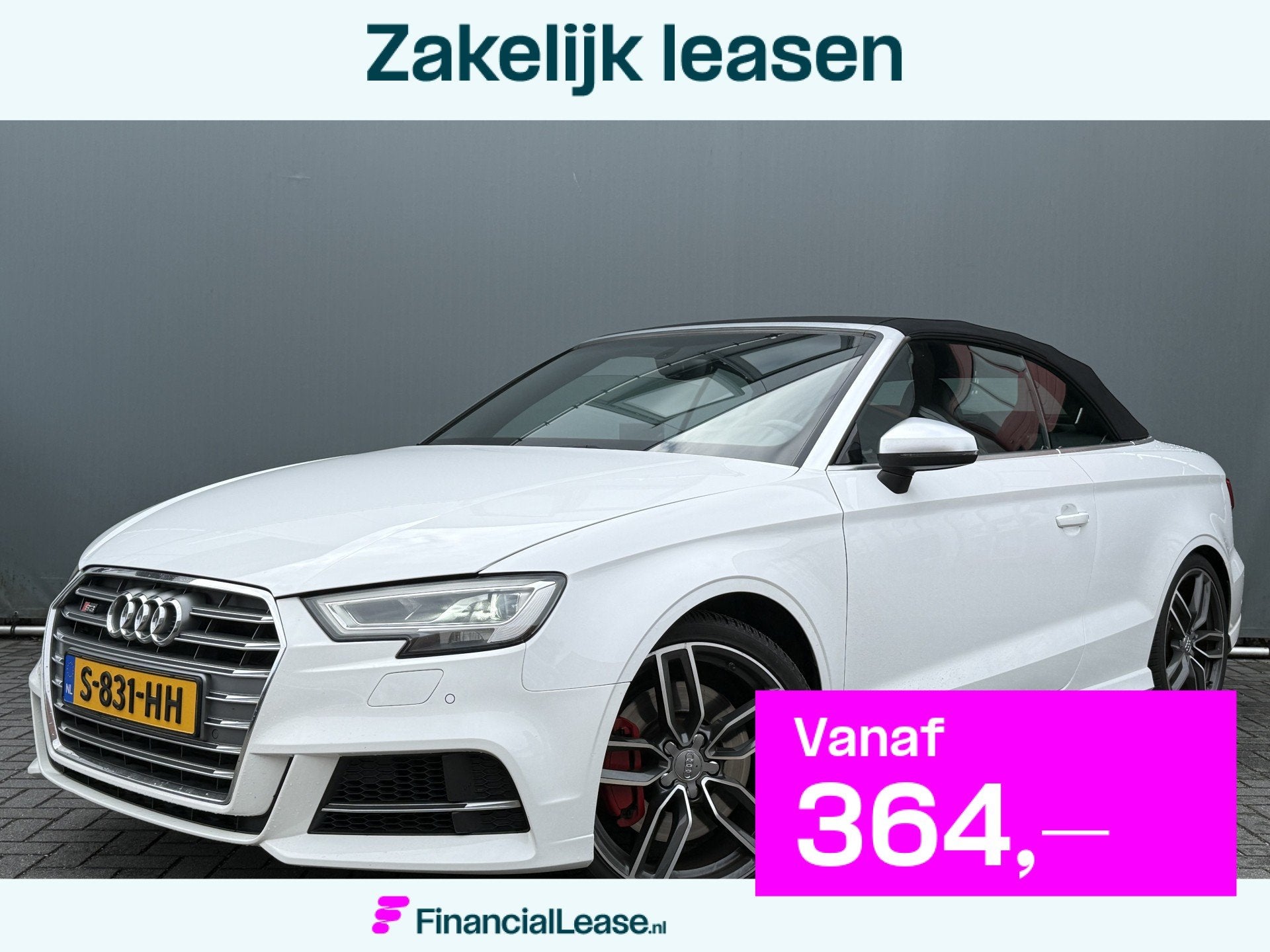 Audi A3 Cabriolet BWJ 2017 2.0 TFSI 310 PK S3 quattro Pro Li, Automaat, 4 cilinders, Wit, Vierwielaandrijving