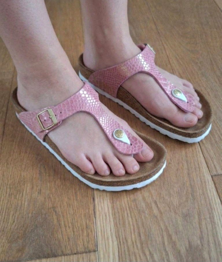 Leuk roze teensliplers van Birkenstock maat 38, Zo goed als nieuw, Roze, Birkenstock, Sandalen of Muiltjes