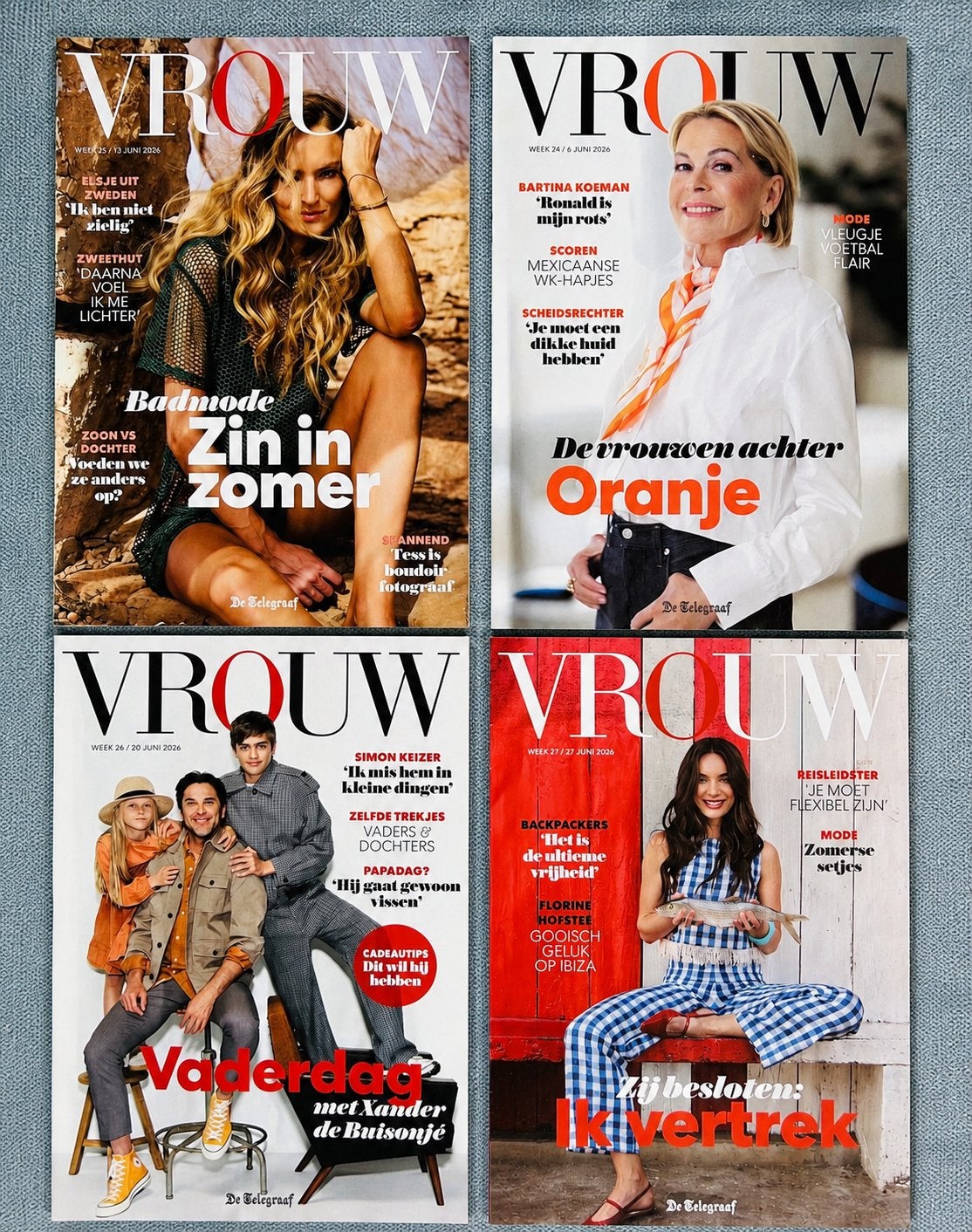 Vrouw tijdschrift – 4x wekelijkse Telegraaf edities, Boeken, Tijdschriften en Kranten, Zo goed als nieuw, Damesbladen, Ophalen of Verzenden