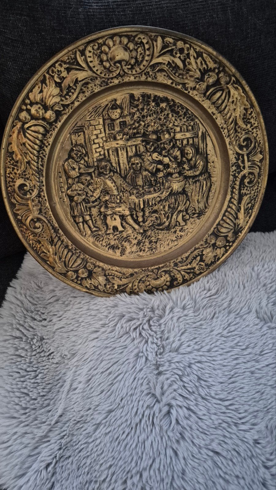 Vintage messing wandbord, Ophalen of Verzenden