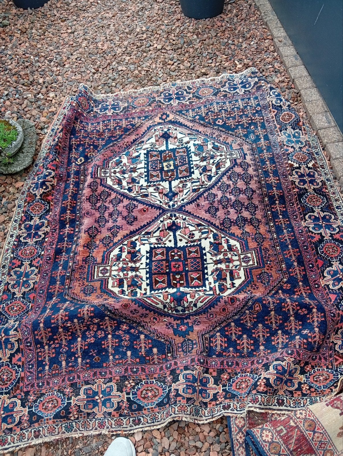 Vintage Perzisch tapijt - Handgeknoopt twee stuks antieke, Ophalen of Verzenden