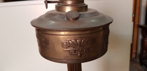 olielamp antiek van messing, Ophalen of Verzenden, 'T Olde Gre-j, Info@toldegrej.nl, Endepoelstraat 20f Didam