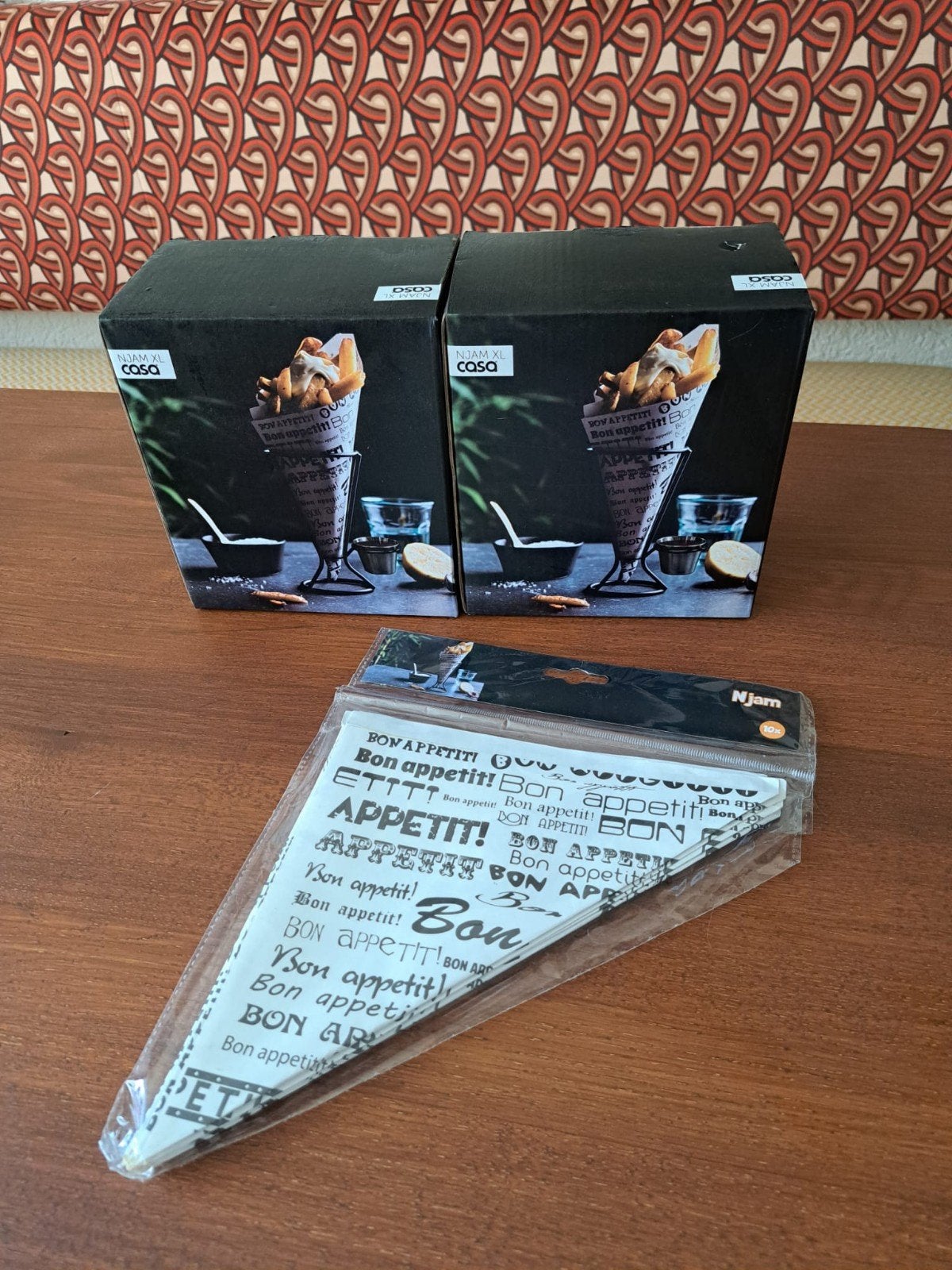 Frietzakjes met houder - 2 sets/ frietzakhouders, Overige typen, Nieuw, Ophalen of Verzenden, Zwart