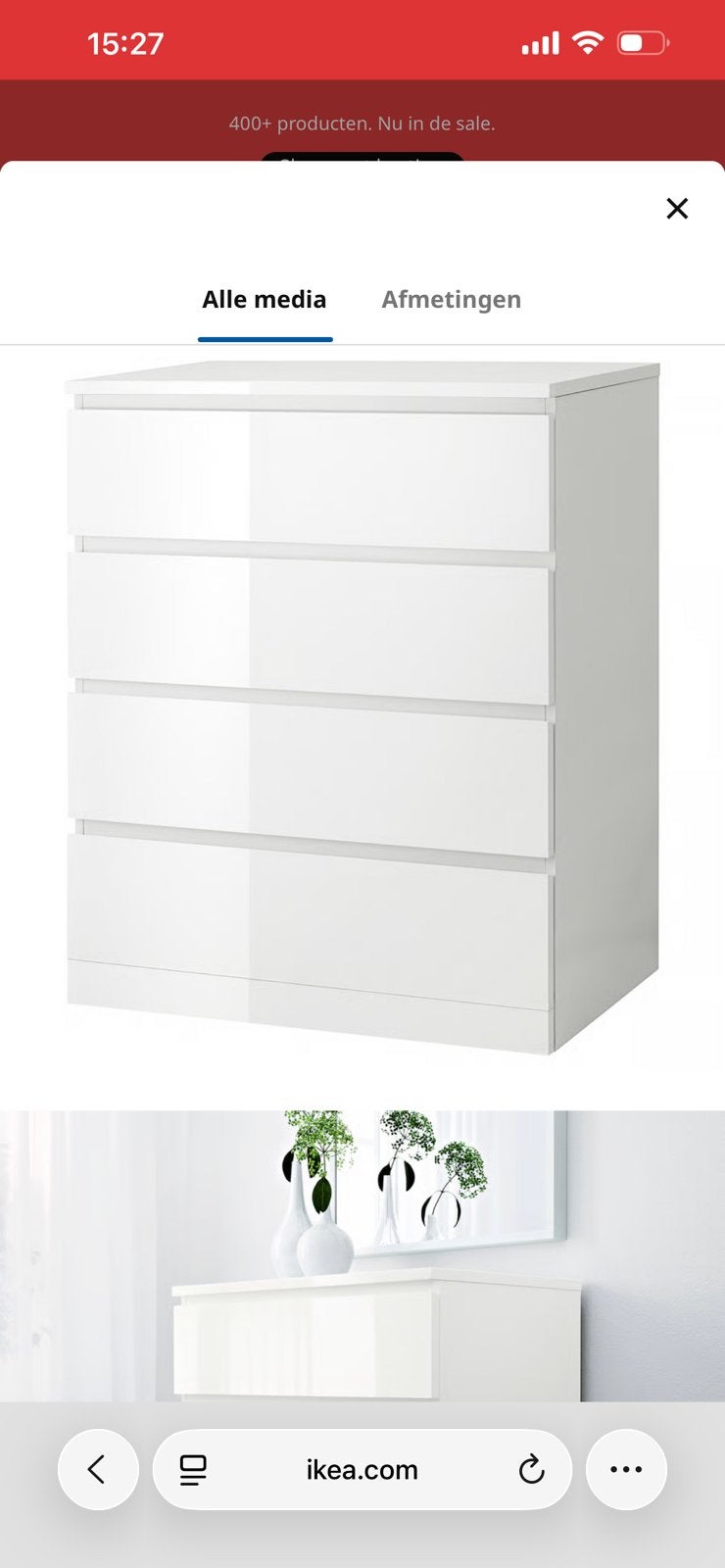 2 Malm ladenkast incl glasplaat, Huis en Inrichting, Kasten | Ladekasten, Ophalen, 50 tot 100 cm, Zo goed als nieuw, 3 of 4 laden