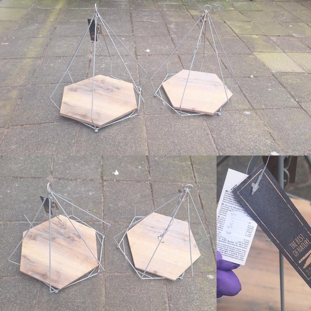 Geometrische hang dienblad - Set van 2, Ophalen of Verzenden, Nieuw, Overige vormen, Hout