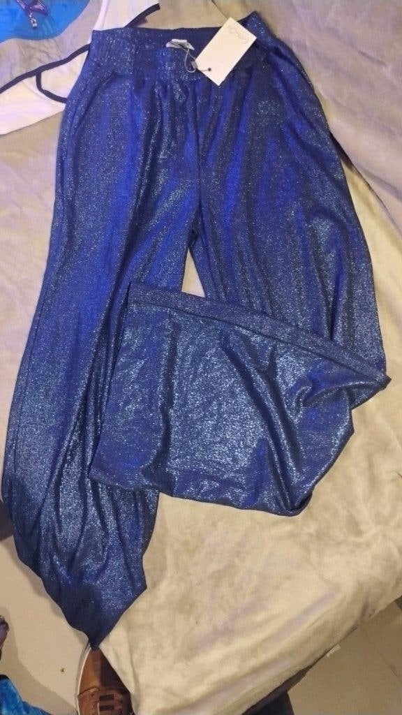 Nieuwe Cotton Club Lurex Shimmer Broek Maat S, Blauw, Nieuw, Ophalen of Verzenden, Maat 36 (S)