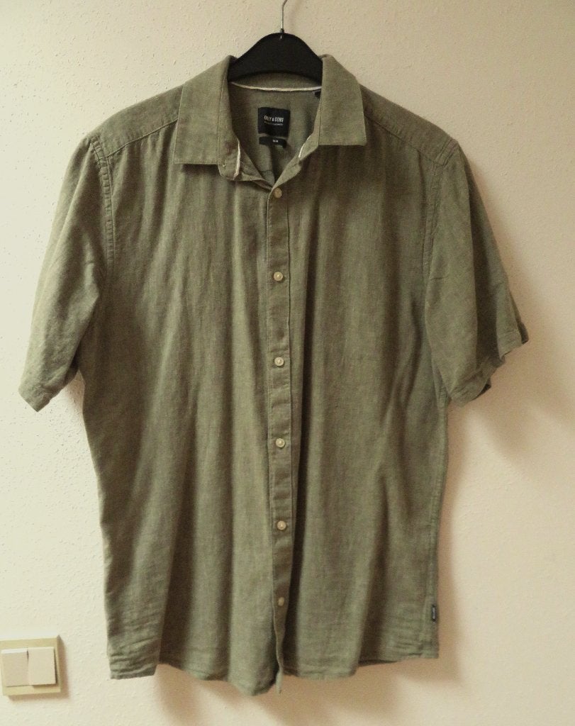 C59 ONLY&SONS  linnen overhemd blouse groen XL = L 52/54, Kleding | Heren, Overhemden, Ophalen of Verzenden, Zo goed als nieuw