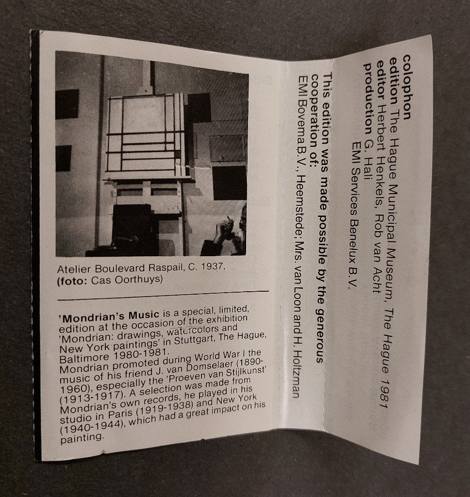 Piet Mondriaan Mondrian's Music CASSETTE zeldzaam !, Cd's en Dvd's, Gebruikt, 1 bandje, Ophalen of Verzenden, NvT