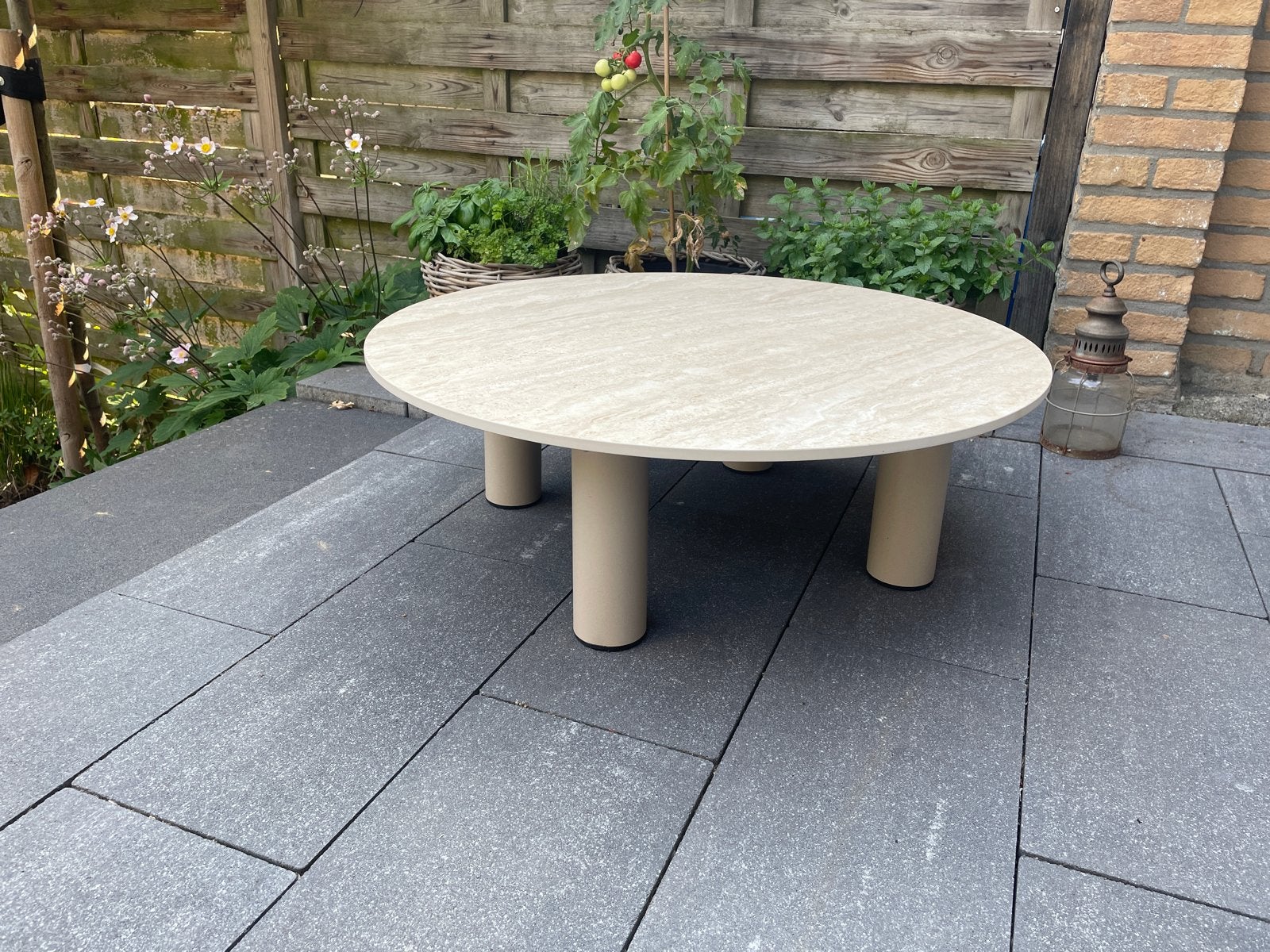 Nieuwe Tuin bijzettafel met natuursteen blad, Ophalen, Rond, Nieuw, 75 cm of meer