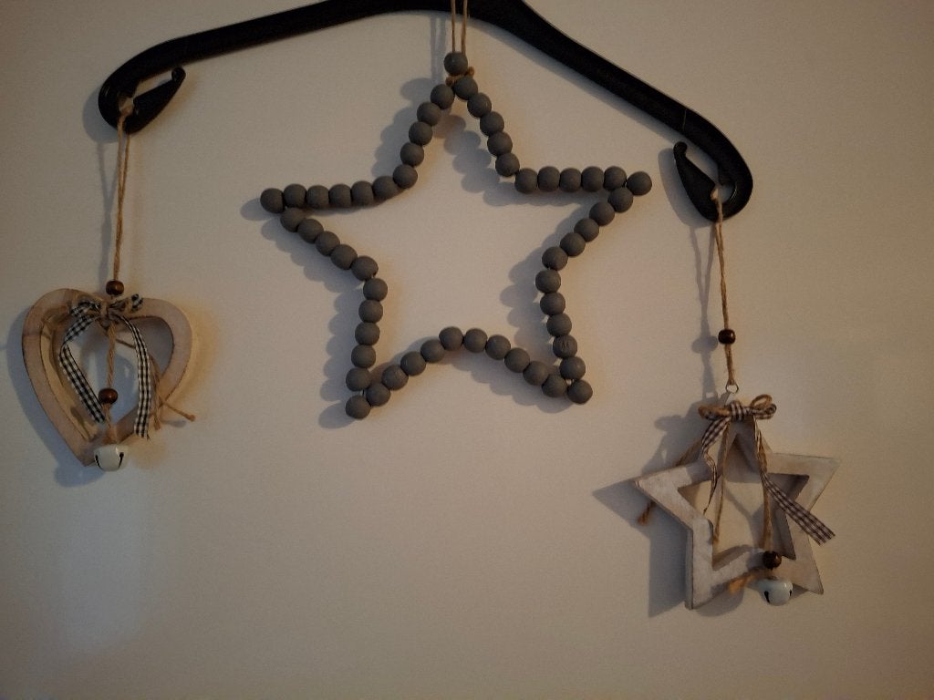 Hangdecoratie ster, hart en kralenster - kerst, Ophalen of Verzenden, Zo goed als nieuw
