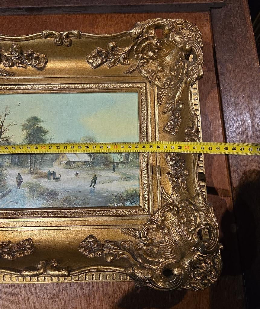 Antiek schilderij Abe Tadema winterlandschap, Antiek en Kunst, Ophalen
