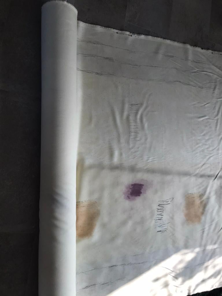 Abstracte ecru stof katoen/polyester, #3, Hobby en Vrije tijd, Stoffen en Lappen, Overige kleuren, 120 cm of meer, Ophalen of Verzenden