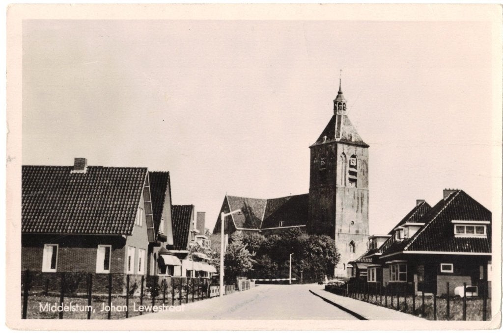 Middelstum, Johan Lewestraat, ca. 1950, Verzenden, 1940 tot 1960, Gelopen, Groningen