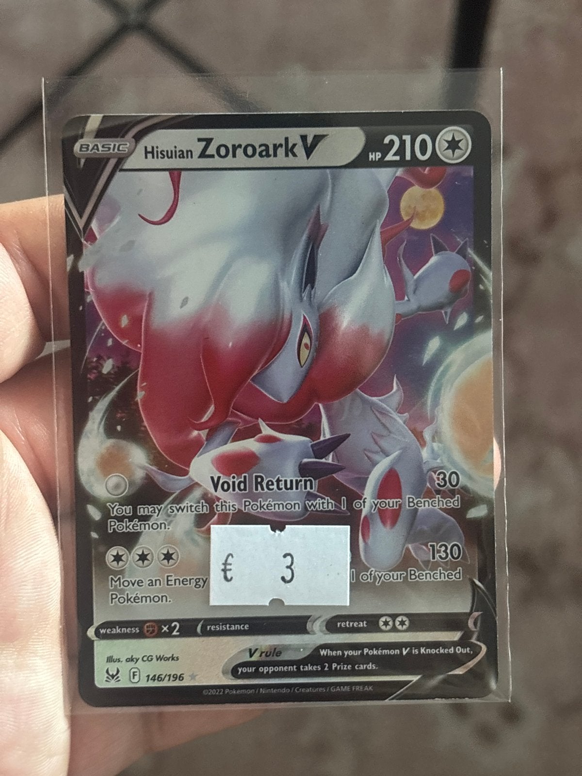 Hisuian Zoroark V Pokémon Kaart - Zeldzaam en in Topstaat, Ophalen of Verzenden, Zo goed als nieuw, Losse kaart