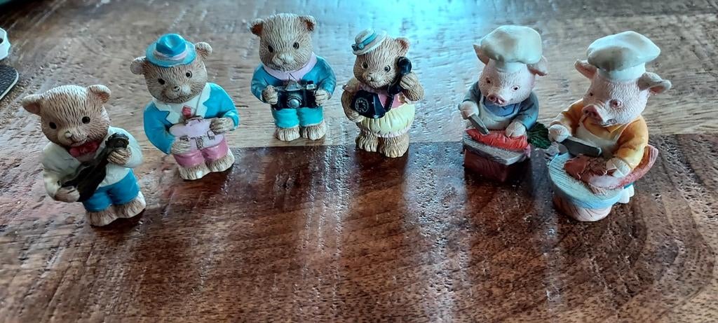 6 verschillende stenen beren figuurtjes., Verzamelen, Ophalen of Verzenden, Zo goed als nieuw, Stoffen beer, Overige merken