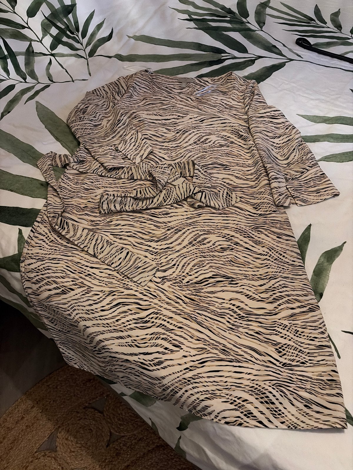 H&M Zebraprint Jurk met Ceintuur - Maat M, Maat 38/40 (M), Beige, Ophalen of Verzenden, Zo goed als nieuw