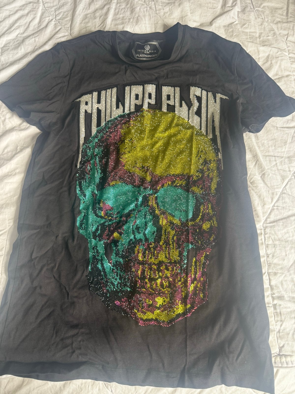 Philipp Plein T-shirt met schedelprint, Ophalen of Verzenden, Gedragen, Maat 48/50 (M), Zwart