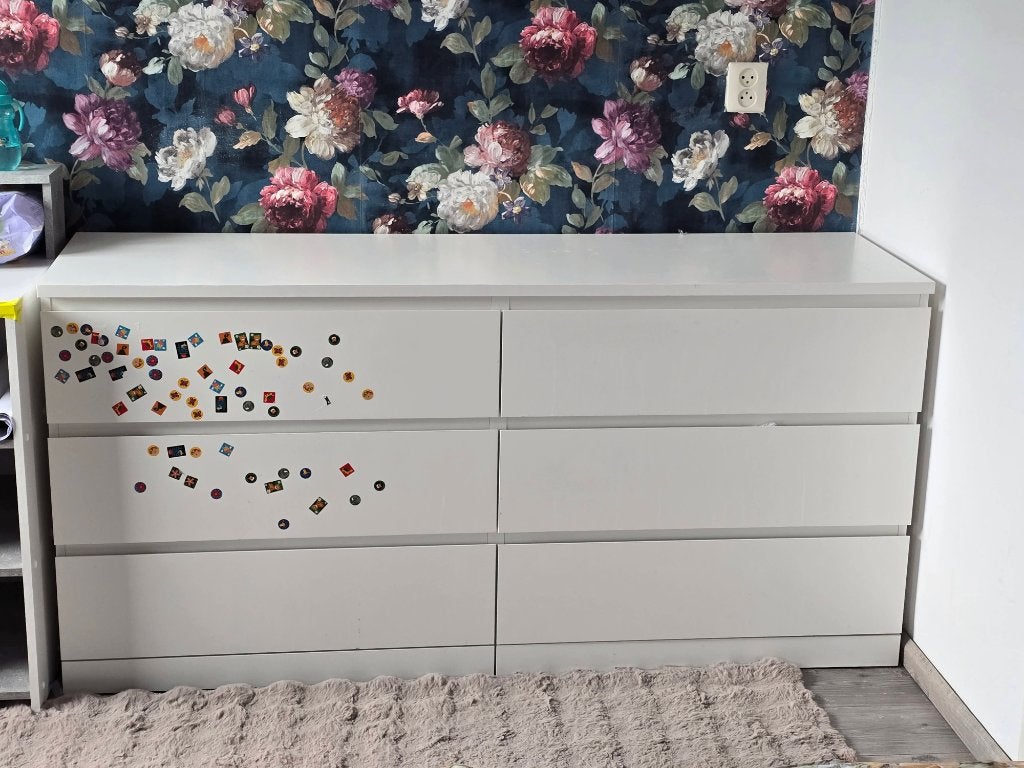 IKEA Malm ladekast 6 lades, wit, Huis en Inrichting, Kasten | Ladekasten, Ophalen, 5 laden of meer, 50 tot 100 cm, Zo goed als nieuw