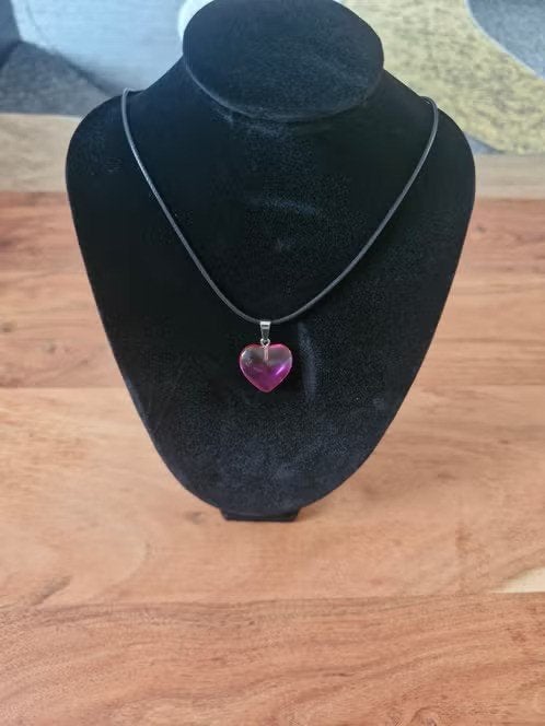Roze gele hartjes ketting h, Met hanger, Overige materialen, Onbekend, Nieuw