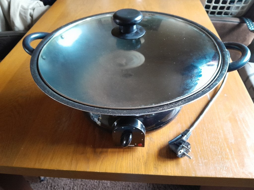 Elektrische wok 1500W Ø 38 cm, Overige materialen, Gebruikt, Met deksel, Ophalen of Verzenden