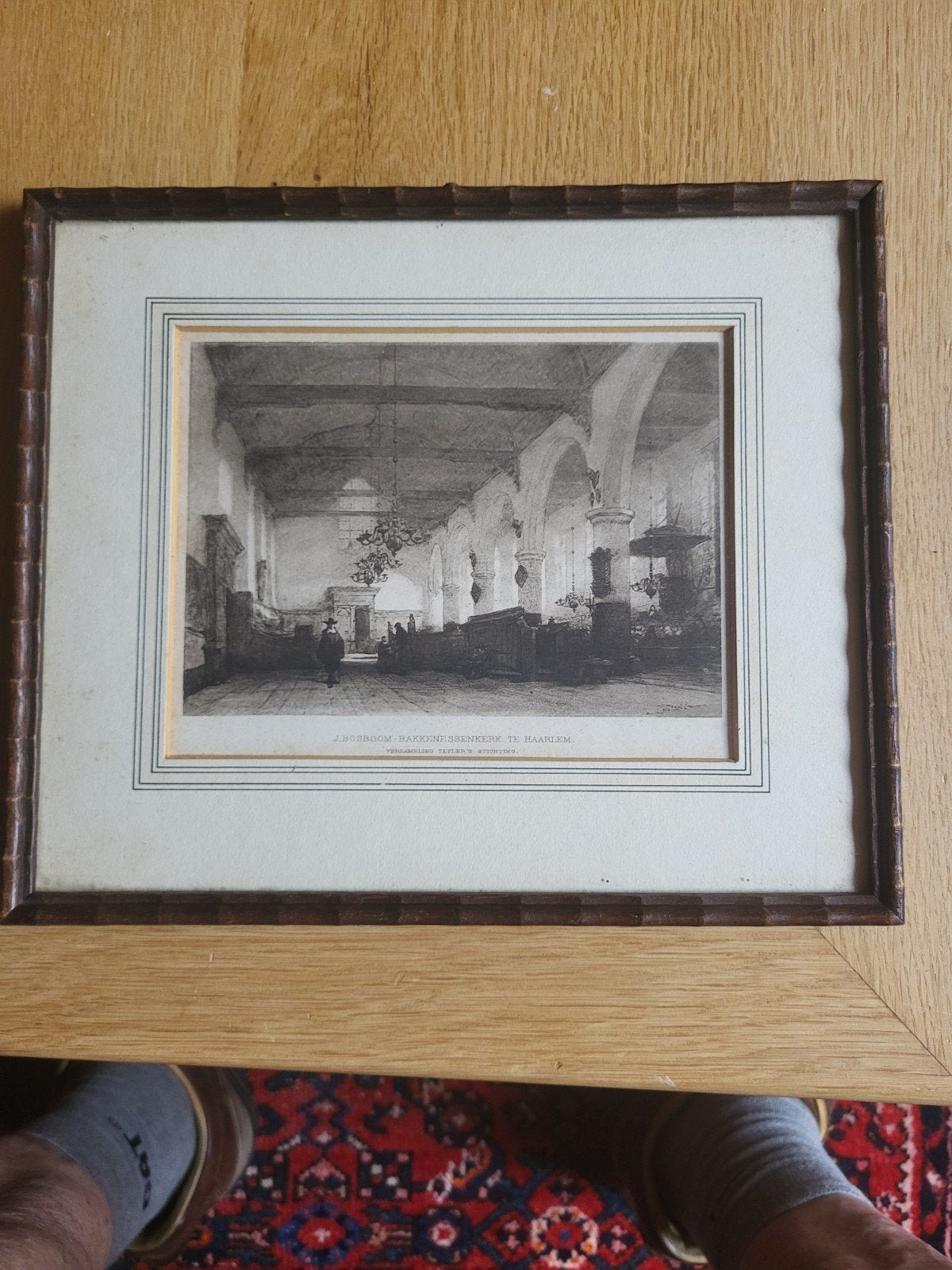 J. Bosboom - Bakkenesserkerk te Haarlem (Mooi Ingelijst), Ophalen, Ingelijst, 1800 - 1899, Ets