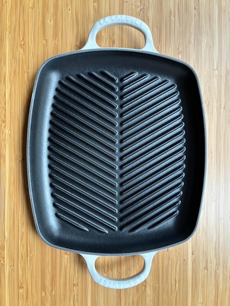 witte grill schaal van Le Creuset (30 cm), Gietijzer, Ophalen of Verzenden, Zo goed als nieuw, Keramische plaat