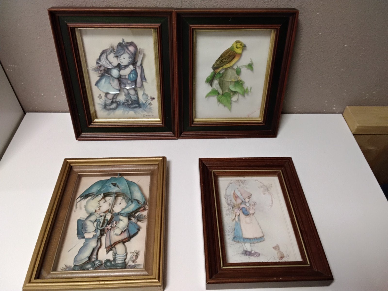 Set van 4 ingelijste 3D schilderij lijsjes, Huis en Inrichting, Ophalen, Minder dan 50 cm, Gebruikt, Overige typen